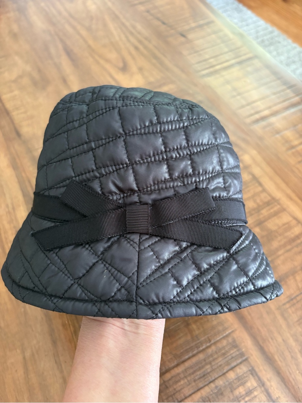 Kate Spade Quilted Black Bow Bucket Hat